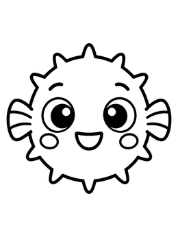 Free printable Cute Cartoon Puffer Fish coloring page