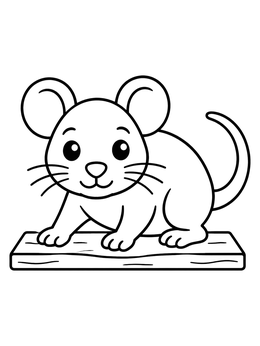 Free printable Cute Cartoon Rat On Wood Plank coloring page