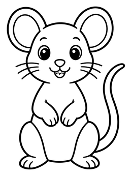 Free printable Cute Cartoon Rat Sitting Upright coloring page