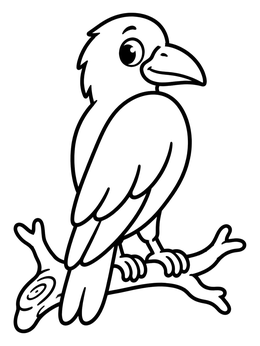 Free printable Cute Raven On A Branch coloring page