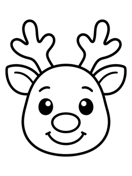 Free printable Cute Cartoon Reindeer Face coloring page
