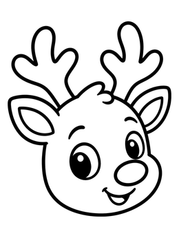 Free printable Cute Cartoon Reindeer Head coloring page