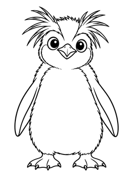 Free printable Cute Cartoon Rockhopper Penguin Chick coloring page