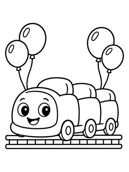 Free printable Cute Cartoon Roller Coaster Train coloring page