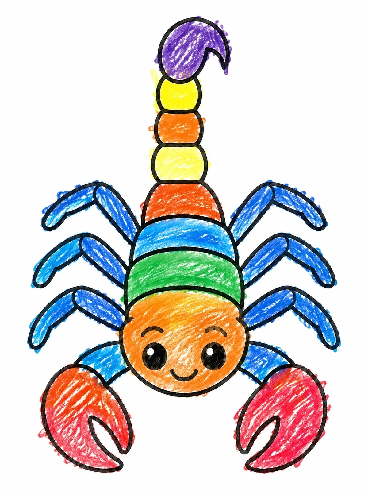 Colored example of the Cute Cartoon Scorpion coloring page