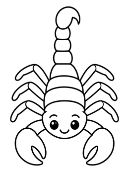 Free printable Cute Cartoon Scorpion coloring page