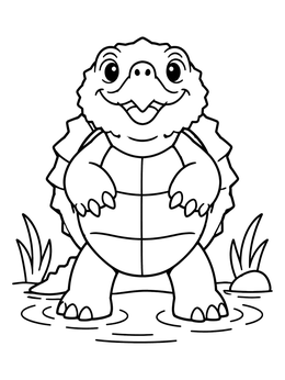 Free printable Cute Cartoon Snapping Turtle coloring page