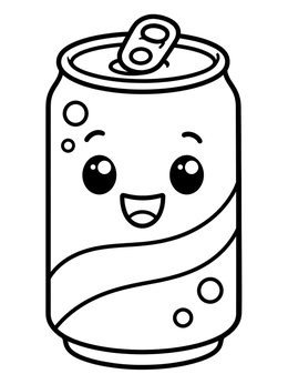 Free printable Cute Cartoon Soda Can coloring page