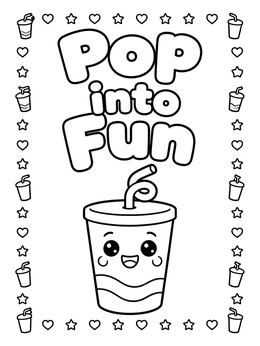 Free printable Cute Cartoon Soda Cup With Words coloring page