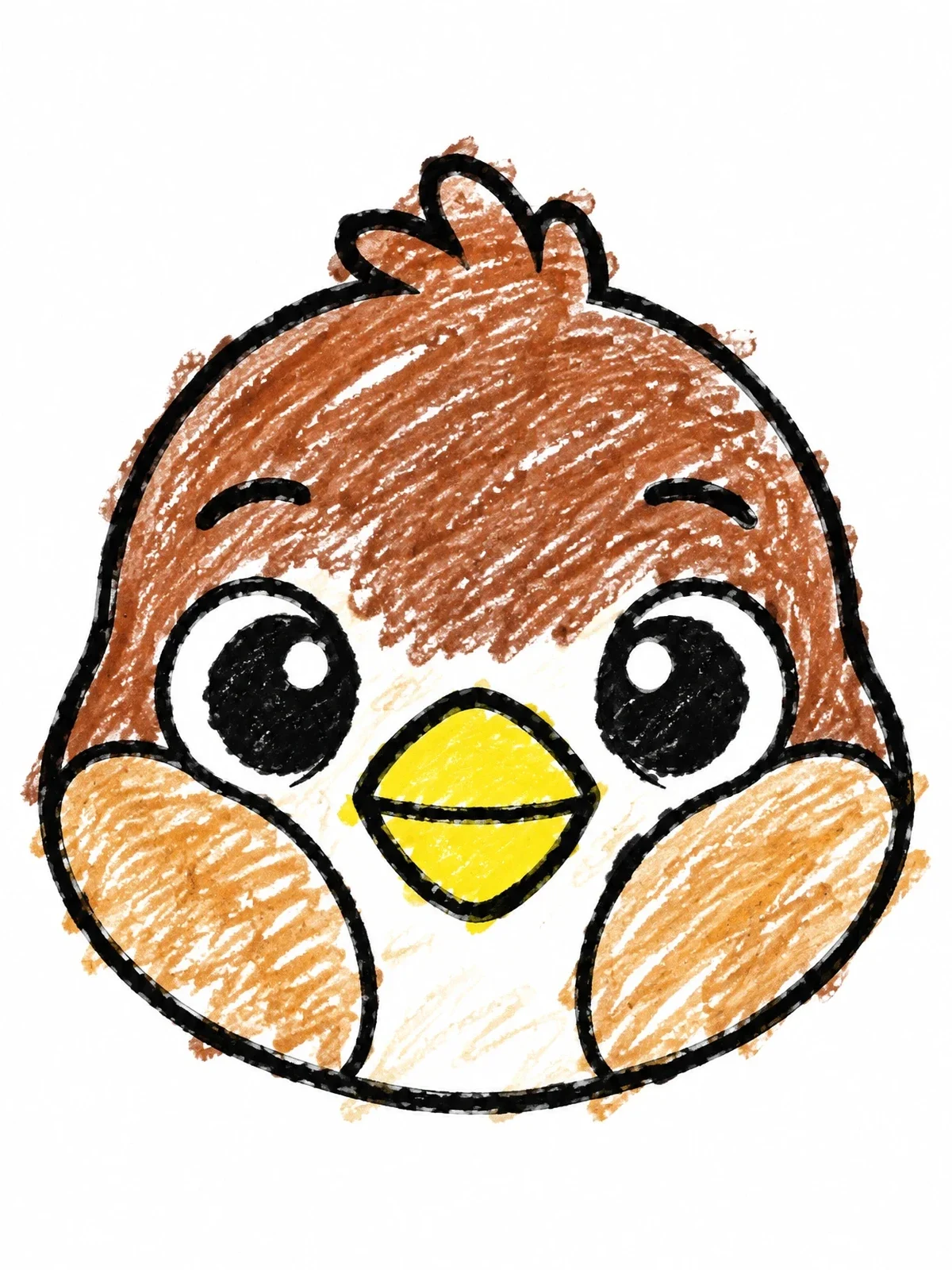 Colored example of the Cute Cartoon Sparrow Face coloring page