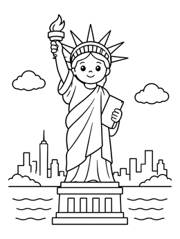 Free printable Cute Cartoon Statue Of Liberty coloring page