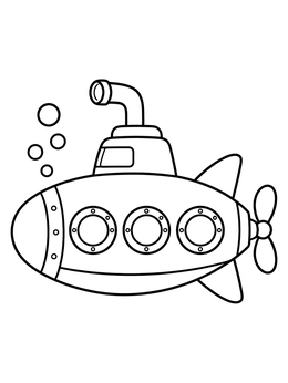 Free printable Cute Cartoon Submarine Underwater coloring page