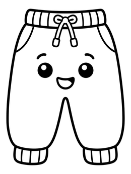 Free printable Cute Cartoon Sweatpants With Face coloring page