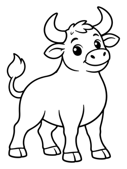 Free printable Cute Cartoon Taurus Bull coloring page