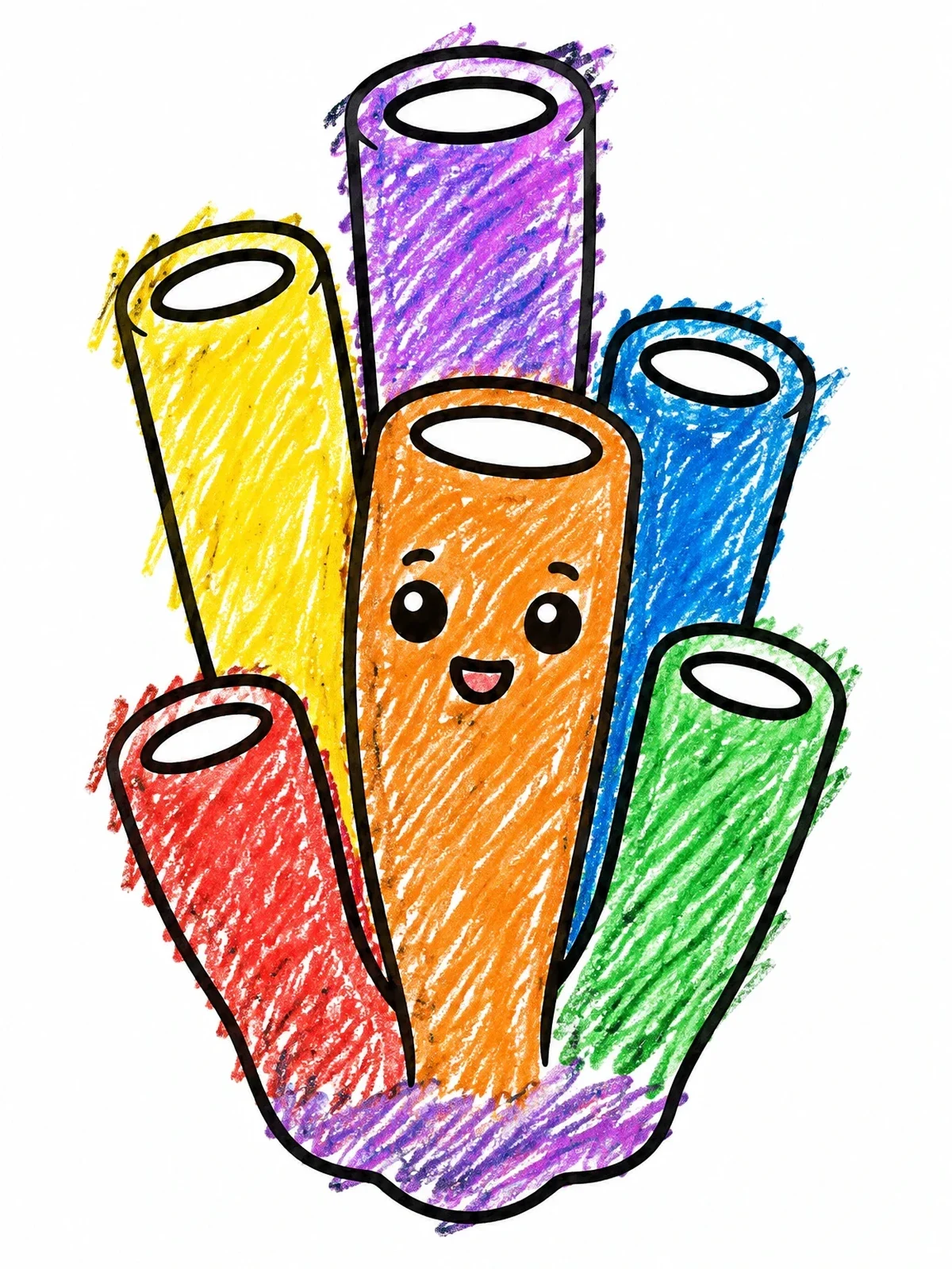Colored example of the Cute Cartoon Tube Sea Sponge coloring page