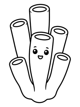 Free printable Cute Cartoon Tube Sea Sponge coloring page