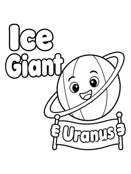 Free printable Cute Cartoon Planet Uranus With Banner coloring page