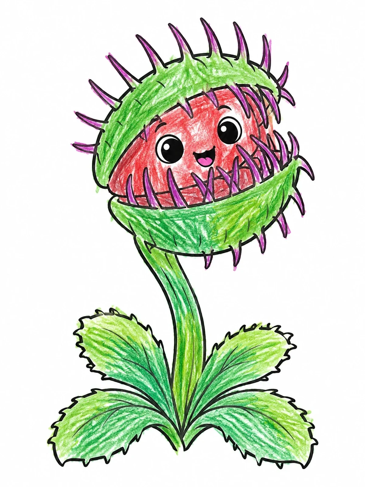 Colored example of the Cute Cartoon Venus Flytrap coloring page