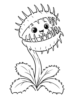 Free printable Cute Cartoon Venus Flytrap coloring page