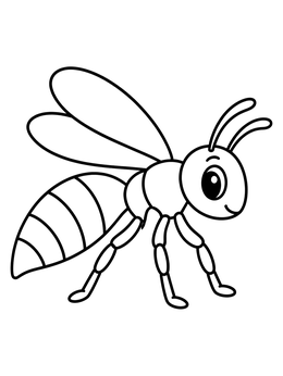Free printable Cute Cartoon Wasp With Big Eye coloring page