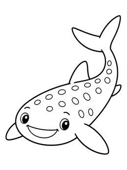 Free printable Cute Cartoon Whale Shark Swimming coloring page