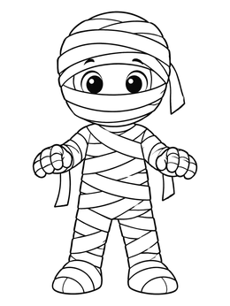 Free printable Cute Cartoon Wrapped Mummy coloring page