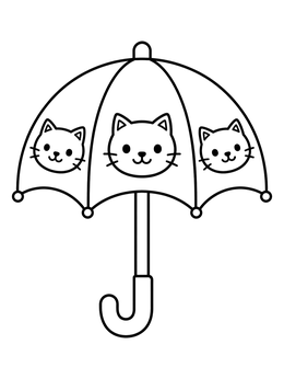 Free printable Cute Cat Pattern Umbrella coloring page