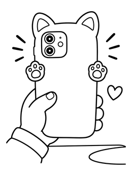 Free printable Cute Cat Phone Case coloring page
