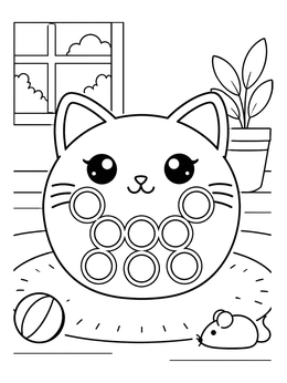 Free printable Cute Cat Pop It Toy coloring page