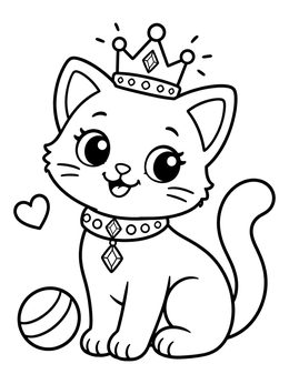 Free printable Cute Cat With Royal Jewelry coloring page