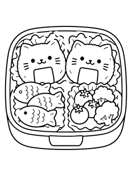 Free printable Cute Cat Shaped Bento Box coloring page
