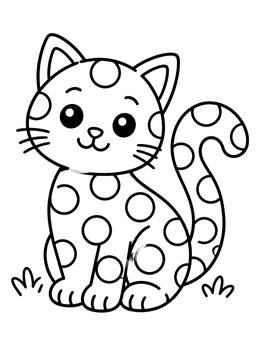 Free printable Cute Cat With Polka Dots coloring page