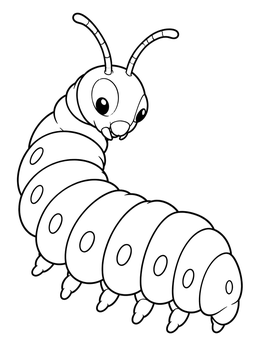 A cheerful insect crawls along in this caterpillar coloring page.