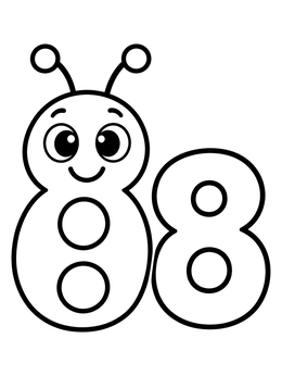 Free printable Cute Caterpillar Number Eight coloring page