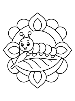 Free printable Cute Caterpillar On A Leaf coloring page