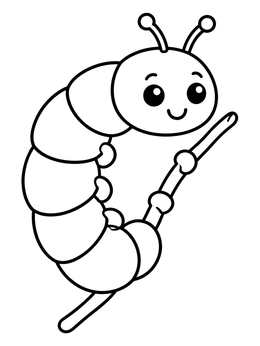 Free printable Cute Caterpillar On A Twig coloring page