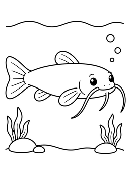 Free printable Cute Catfish Swimming Underwater coloring page