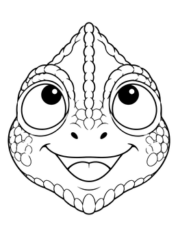 Free printable Cute Chameleon Face Looking Up coloring page