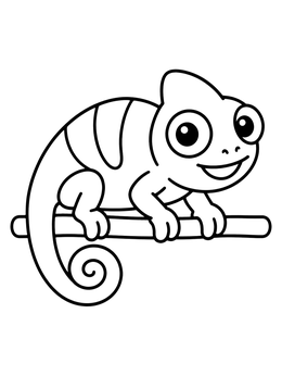 Free printable Cute Chameleon On A Branch coloring page