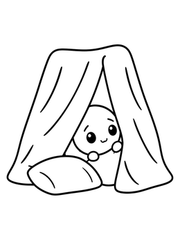 Free printable Cute Character Inside Blanket Fort coloring page