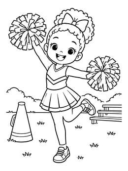 Free printable Cute Cheerleader Balancing On One Leg coloring page