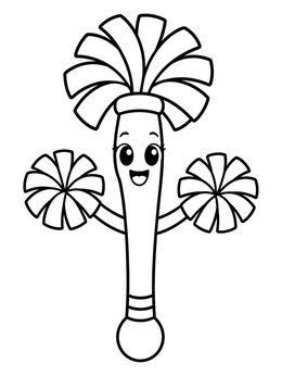 Free printable Cute Cheerleader Baton With Pom Poms coloring page