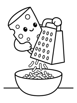 Free printable Cute Cheese Grating Itself coloring page