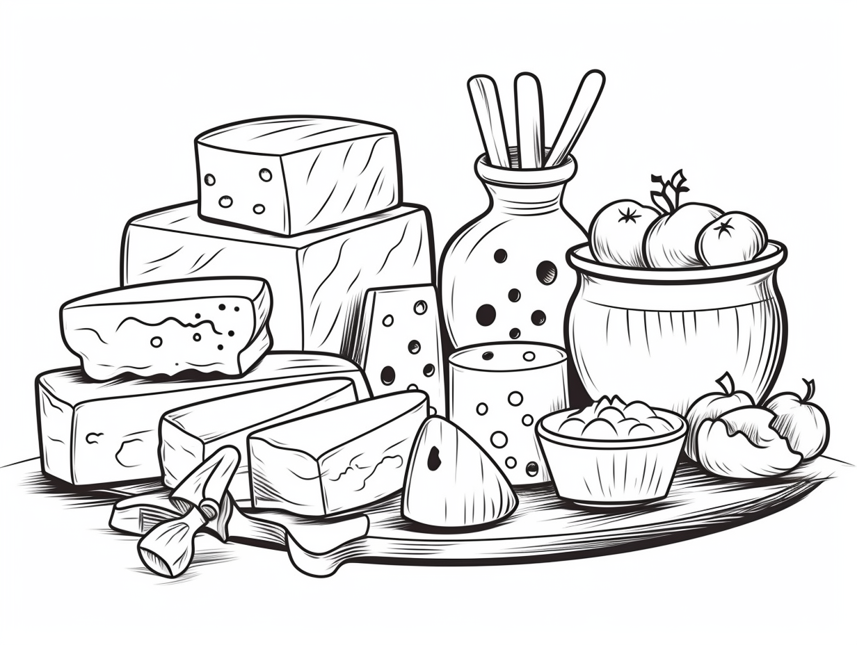 Cute Cheese Coloring For Kids - Coloring Page