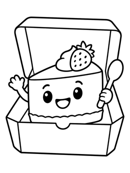 Free printable Cute Cheesecake In A Takeout Box coloring page