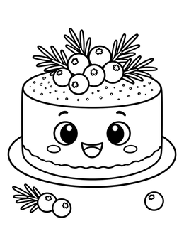 Free printable Cute Cheesecake With Berries coloring page