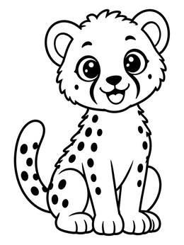 Free printable Cute Cheetah Cub Sitting coloring page