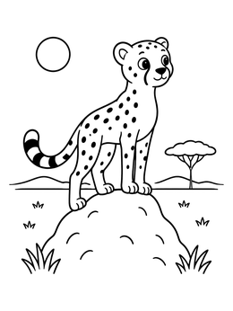 Free printable Cute Cheetah On Termite Mound coloring page