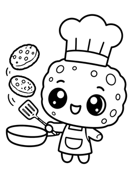 Free printable Cute Chef Sponge Flipping Patties coloring page