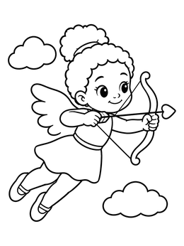 Free printable Cute Cherub Aiming A Heart Arrow coloring page